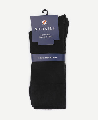 Merino sokken zwart (2-pack)