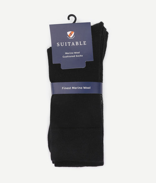 Suitable merino sokken zwart (2-pack)