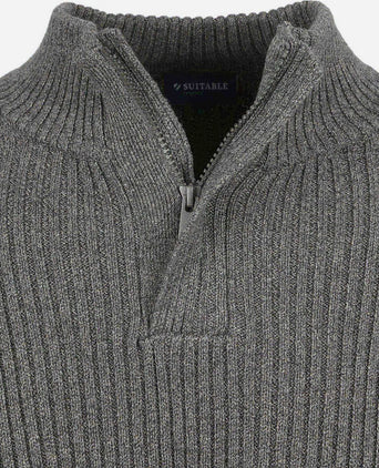 Suitable mou halve rits trui antraciet | Slim-fit
