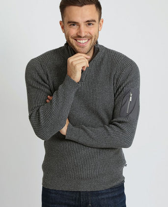 Suitable mou halve rits trui antraciet | Slim-fit