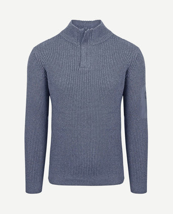 Mou halve rits trui blauw