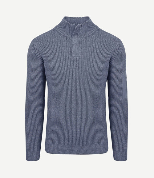 Mou halve rits trui blauw