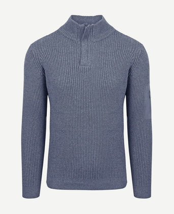 Suitable mou halve rits trui blauw | Slim-fit