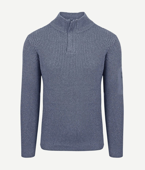 Suitable mou halve rits trui blauw | Slim-fit