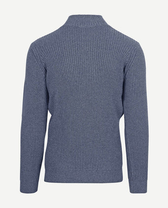 Suitable mou halve rits trui blauw | Slim-fit