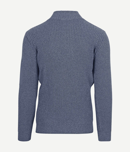 Suitable mou halve rits trui blauw | Slim-fit