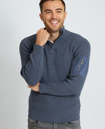 Suitable mou halve rits trui blauw | Slim-fit