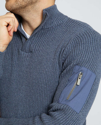 Suitable mou halve rits trui blauw | Slim-fit