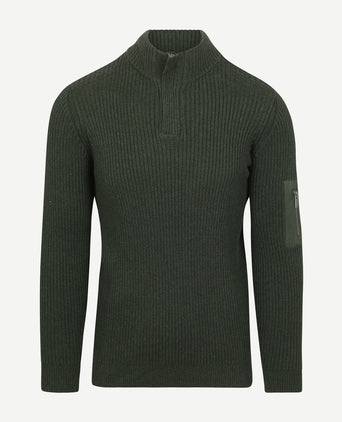 Suitable mou halve rits trui donkergroen | Slim-fit