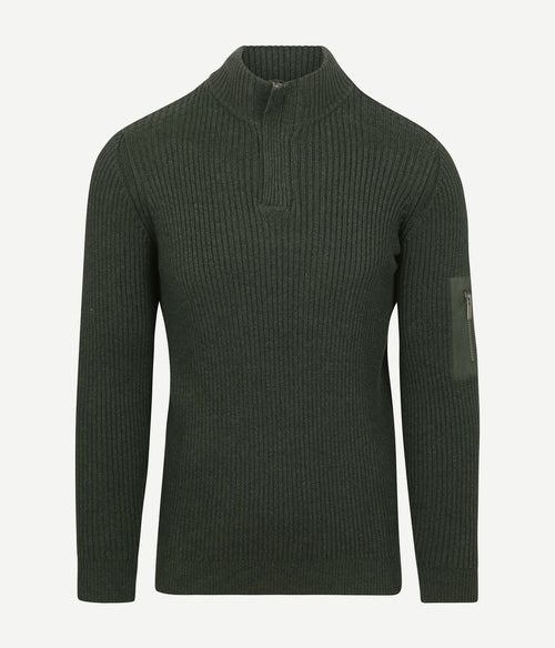 Suitable mou halve rits trui donkergroen | Slim-fit