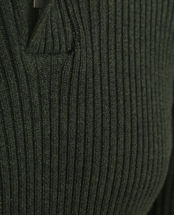 Suitable mou halve rits trui donkergroen | Slim-fit