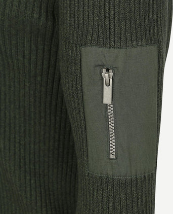 Suitable mou halve rits trui donkergroen | Slim-fit