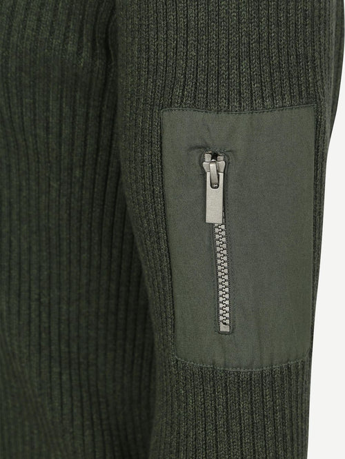 Suitable mou halve rits trui donkergroen | Slim-fit