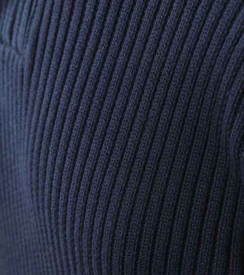 Suitable mou halve rits trui donkerblauw | Slim-fit