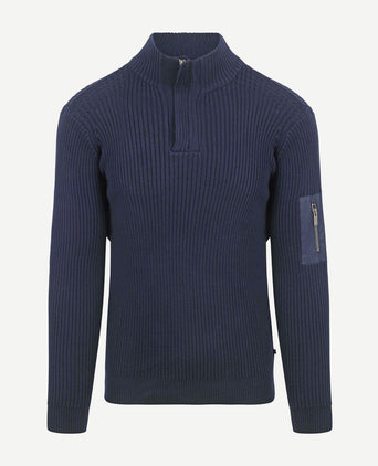 Suitable mou halve rits trui donkerblauw | Slim-fit