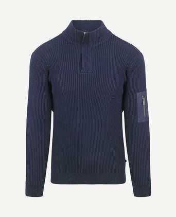 Mou halve rits trui donkerblauw