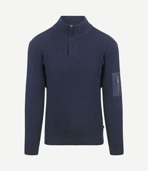Mou halve rits trui donkerblauw