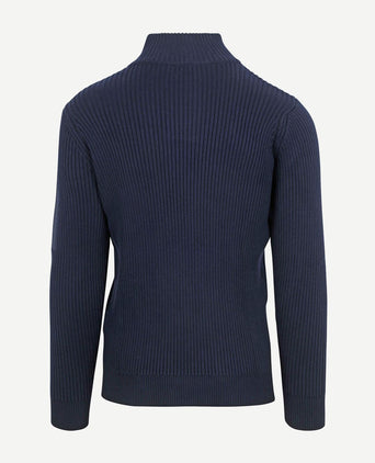 Suitable mou halve rits trui donkerblauw | Slim-fit
