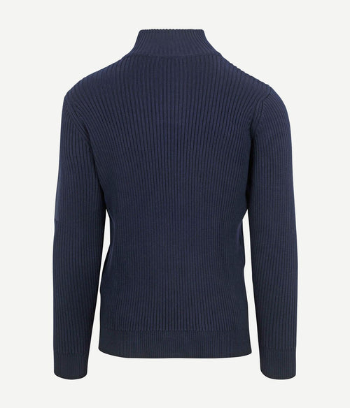 Suitable mou halve rits trui donkerblauw | Slim-fit