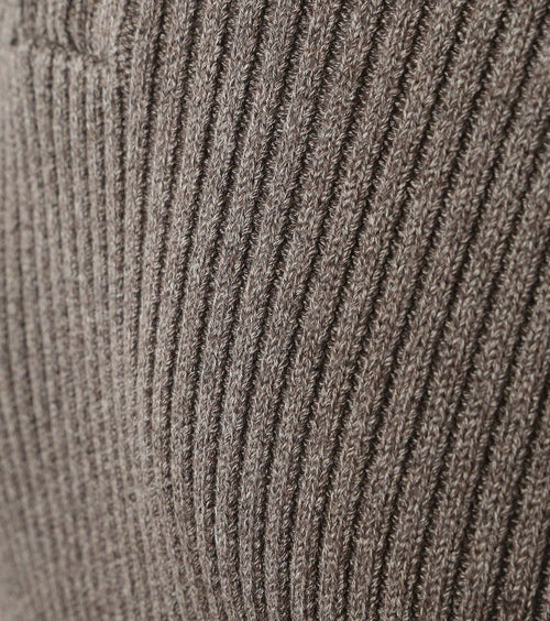 Suitable mou halve rits trui taupe | Slim-fit