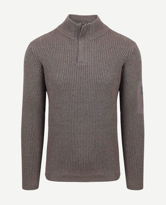 Suitable mou halve rits trui taupe | Slim-fit