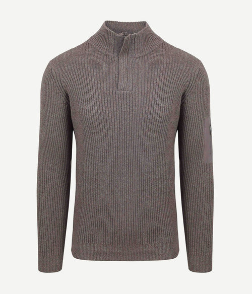 Suitable mou halve rits trui taupe | Slim-fit