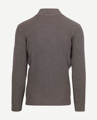 Suitable mou halve rits trui taupe | Slim-fit