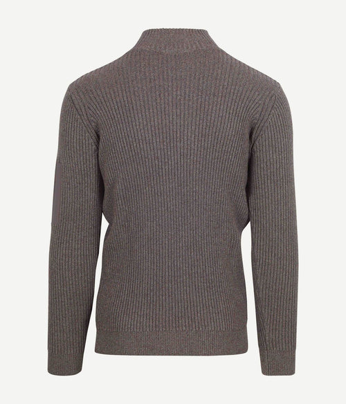 Suitable mou halve rits trui taupe | Slim-fit