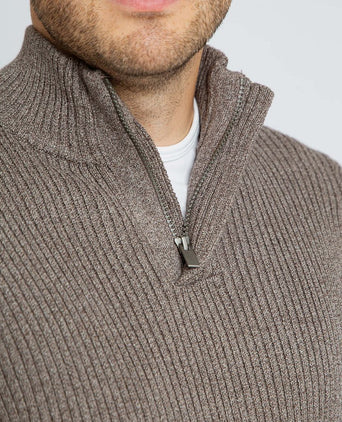 Suitable mou halve rits trui taupe | Slim-fit