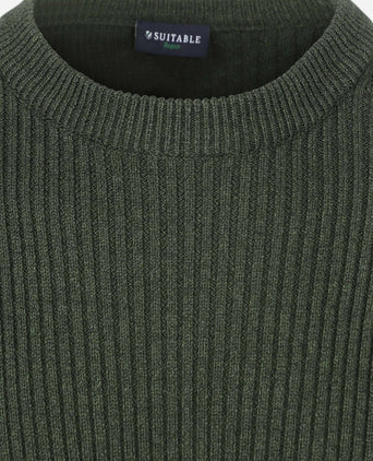 Suitable mou trui donkergroen | Slim-fit