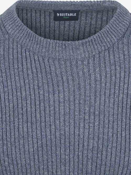 Suitable mou trui melange blauw | Slim-fit