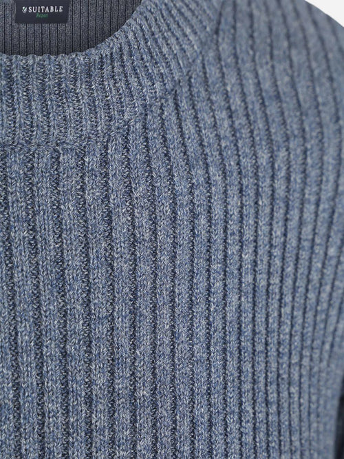 Suitable mou trui melange blauw | Slim-fit