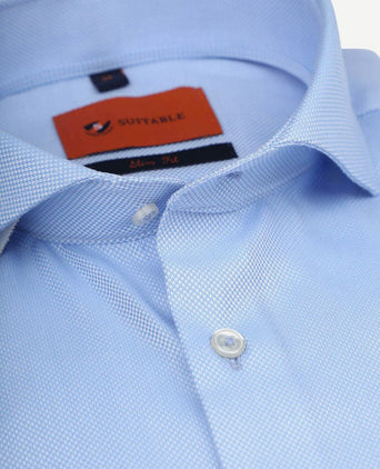 Suitable non iron overhemd blauw | Slim-fit