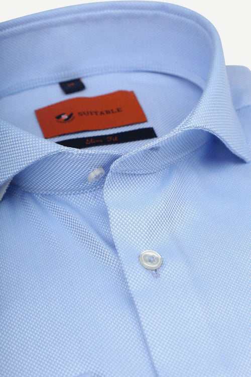 Suitable non iron overhemd blauw | Slim-fit