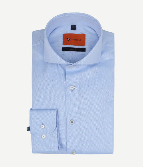 Suitable non iron overhemd blauw | Slim-fit