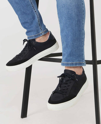 Suitable nubuck skave sneaker donkerblauw