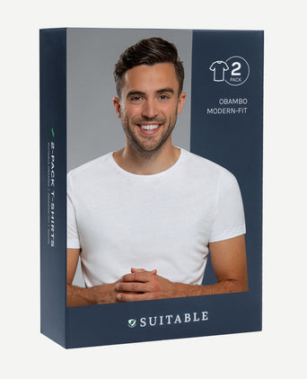 Obambo t-shirt ronde hals wit (2-pack)