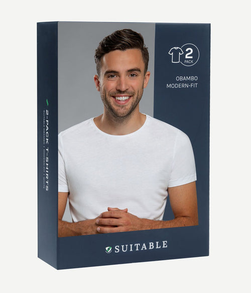 Suitable obambo t-shirt ronde hals wit (2-pack)