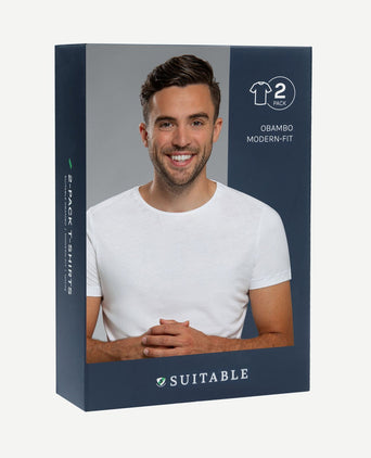 Obambo t-shirt ronde hals wit (2-pack)