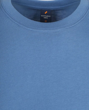 Obra t-shirt hoge ronde hals mid blauw (2-pack)