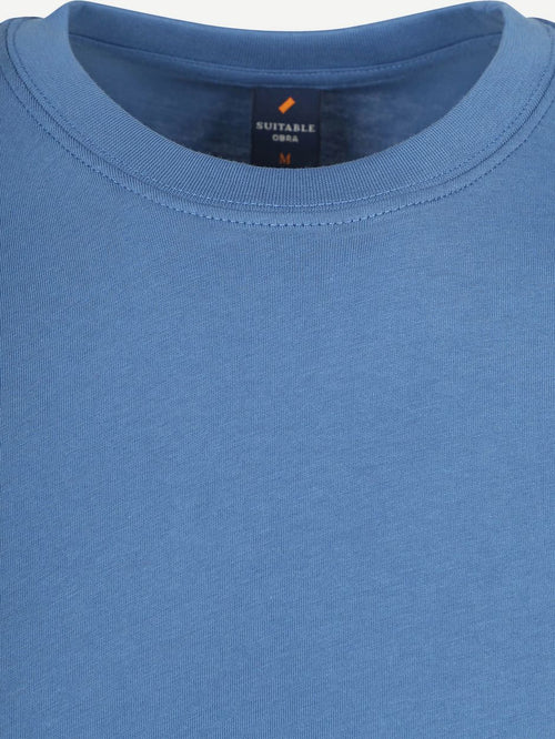 Obra t-shirt hoge ronde hals mid blauw (2-pack)