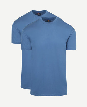Obra t-shirt hoge ronde hals mid blauw (2-pack)
