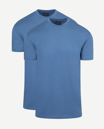 Obra t-shirt hoge ronde hals mid blauw (2-pack)