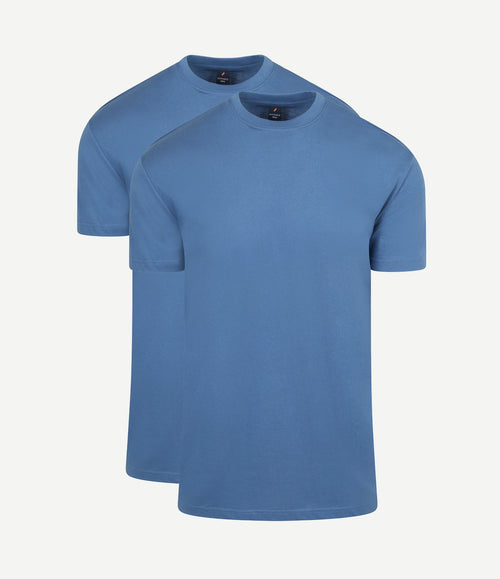 Obra t-shirt hoge ronde hals mid blauw (2-pack)