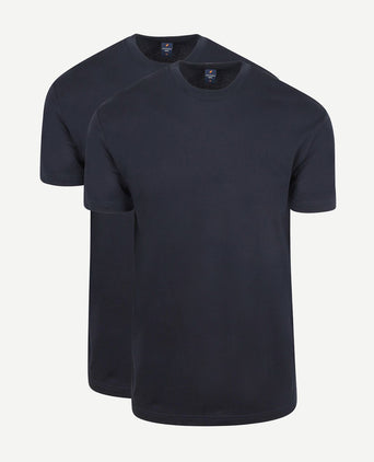 Obra t-shirt hoge ronde hals donkerblauw (2-pack)