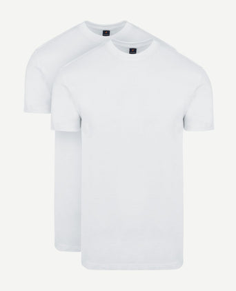 Obra t-shirt hoge ronde hals wit (2-pack)