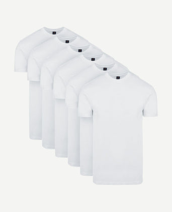 Obra t-shirt hoge ronde hals wit (6-pack)