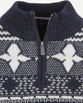 Suitable odde halve rits trui wolblend donkerblauw