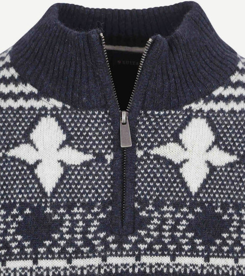 Suitable odde halve rits trui wolblend donkerblauw