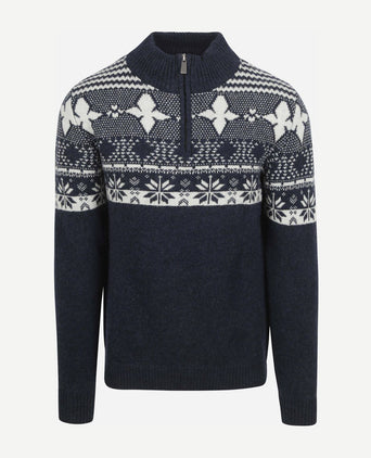 Suitable odde halve rits trui wolblend donkerblauw